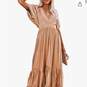 Orange maxi dress.